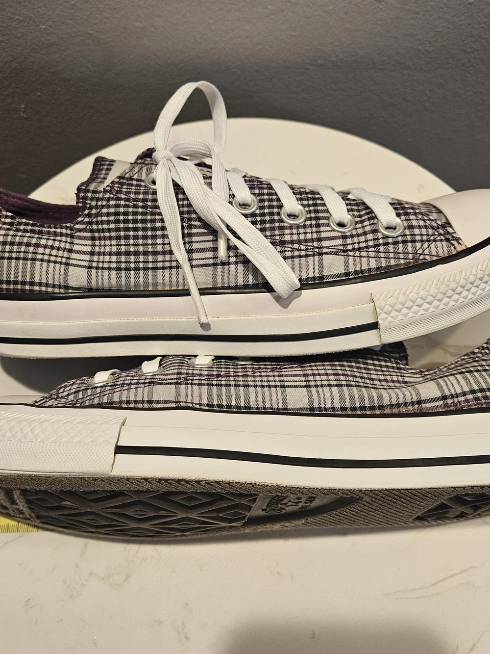 Converse Chuck Taylor Low Top Plaid Sneakers - White & Purple - Picture 9 of 12